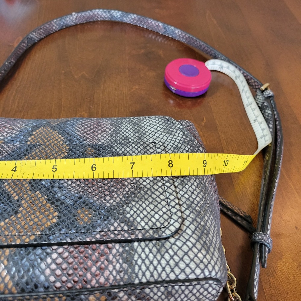 Calvin Klein Crossbody Bag Multi-Color Snakeskin Faux Leather Gold Hardware - Picture 14 of 16